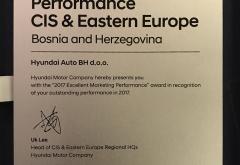 Nagrada '2017 Excellent Marketing Performance CIS & EE' za Hyundai Auto BH